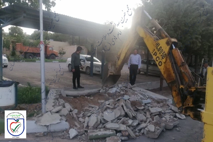 تصحیح و ریگلاژ سطح رمپ آمبولانس بیمارستان بهنیا